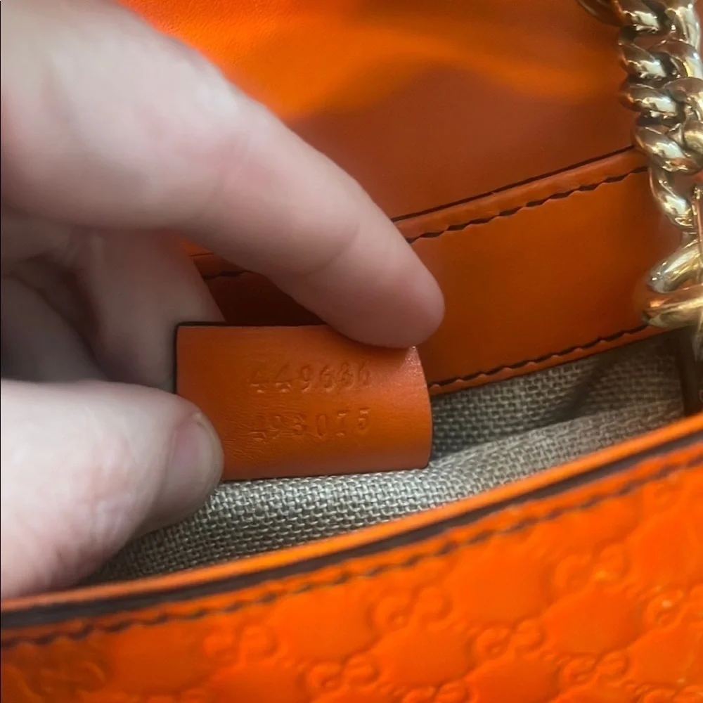 Gucci Orange Horsebit Wallet on Chain Bag with Gold Chain and Tassel